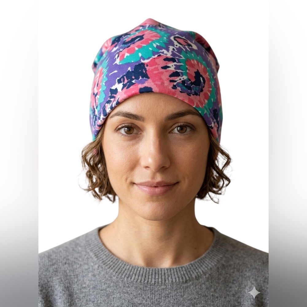 Colorful Floral Tie-Dye Women’s Beanie Pink & Purple